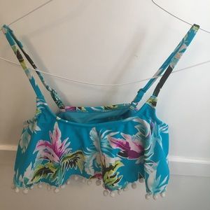 Target Blue Bikini Top with Pom Pom’s on the trim